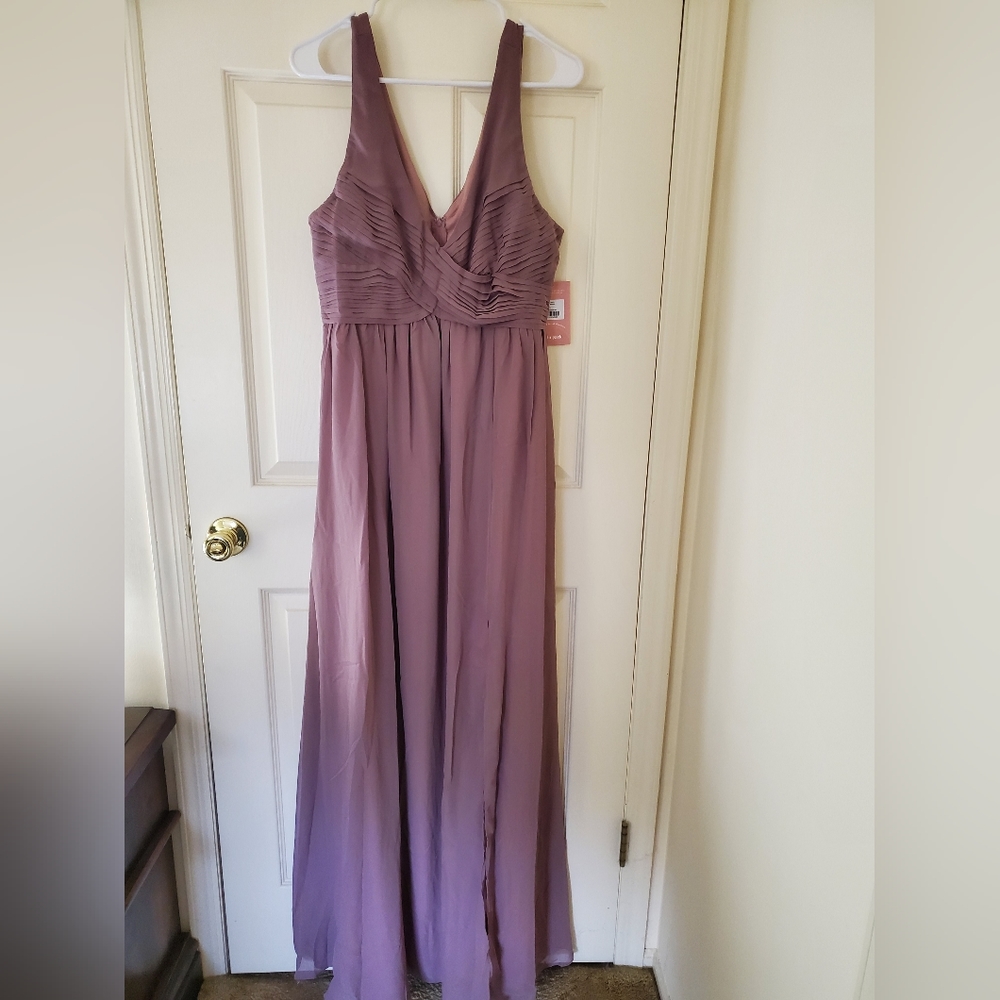 Birdy Grey Laurie Empire Chiffon Bridesmaid Dress in Dark Mauve